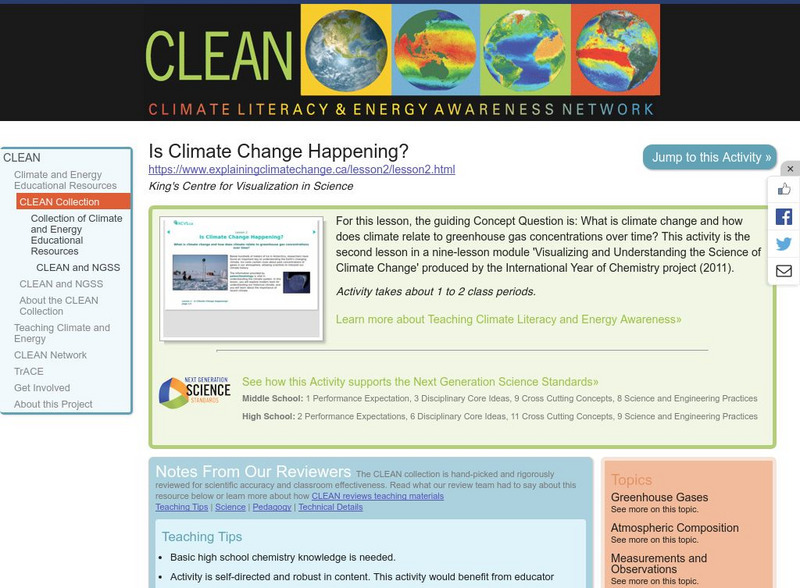 Clean: Is Climate Change Happening? Lesson Plan