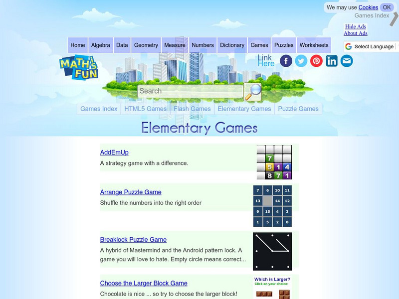 Math Is Fun: Elementary Games Interactive