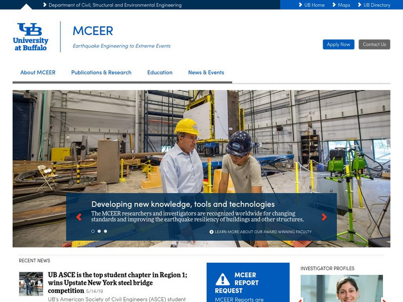 University at Buffalo: Mceer: Earthquake Engineering to Extreme Events Website University at Buffalo: Mceer: Earthquake Engineering to Extreme Events Website