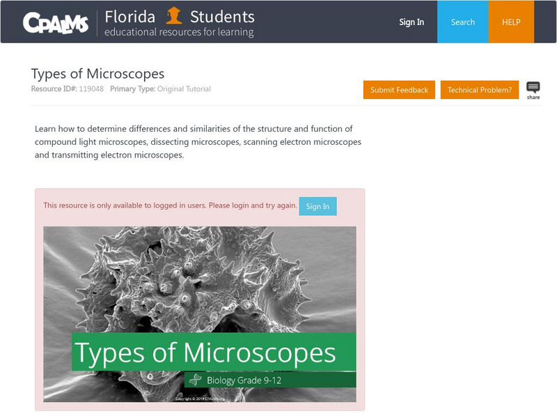 Florida State University Cpalms: Florida Students: Types of Microscopes Handout Florida State University Cpalms: Florida Students: Types of Microscopes Handout