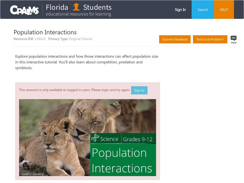 Florida State University Cpalms: Florida Students: Population Interactions Unit Plan Florida State University Cpalms: Florida Students: Population Interactions Unit Plan