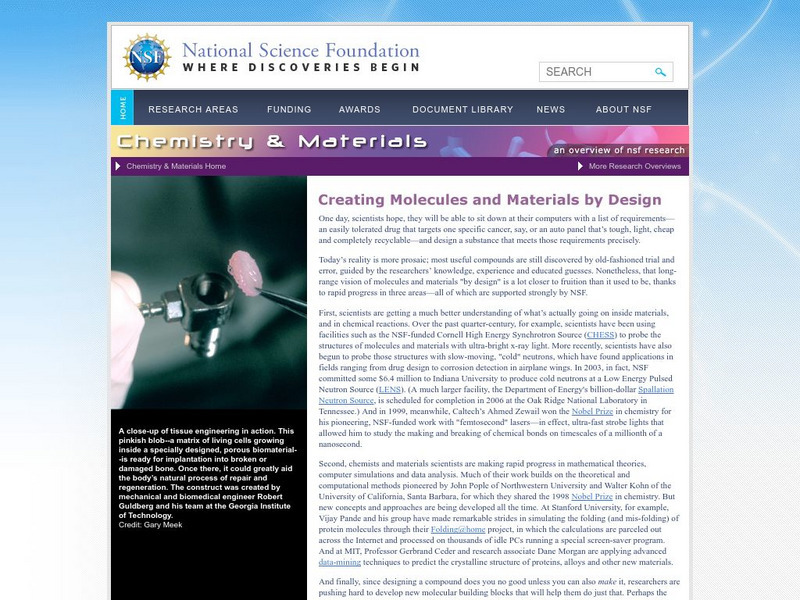 National Science Foundation: Chemistry & Materials: Creating Molecules and Materials by Design Handout National Science Foundation: Chemistry & Materials: Creating Molecules and Materials by Design Handout