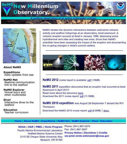 Noaa: New Millennium Observatory (Ne Mo) Website Noaa: New Millennium Observatory (Ne Mo) Website