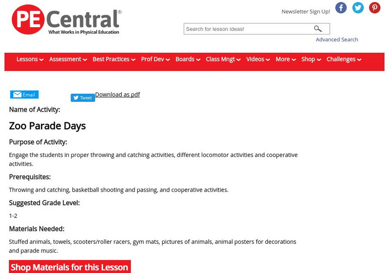 Pe Central: K 2 Pe Lesson Ideas: Zoo Parade Days Lesson Plan Pe Central: K 2 Pe Lesson Ideas: Zoo Parade Days Lesson Plan