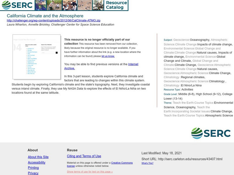 Serc: California Climate and the Atmosphere Lesson Plan Serc: California Climate and the Atmosphere Lesson Plan