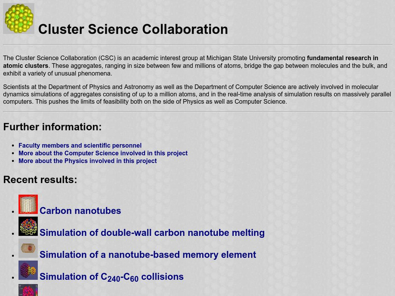Michigan State University: Condensed Matter Physics/cluster Science Collaboration Website Michigan State University: Condensed Matter Physics/cluster Science Collaboration Website