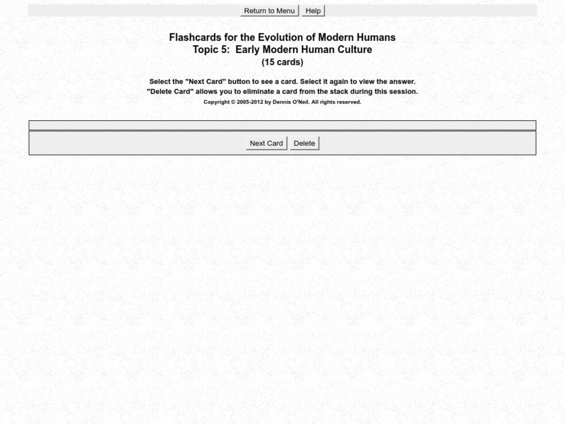 Palomar College: Flashcards: Early Modern Human Culture Unknown Type