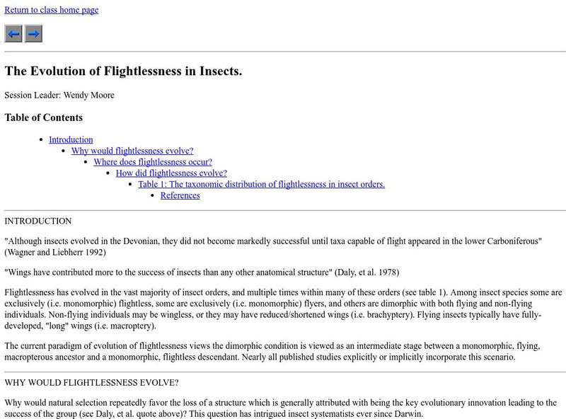 Wendy Moore/how Did Flightlessness Evolve? Handout Wendy Moore/how Did Flightlessness Evolve? Handout
