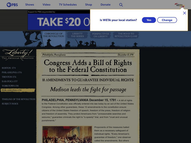 Pbs Liberty!: Congress Adds a Bill of Rights Primary Pbs Liberty!: Congress Adds a Bill of Rights Primary