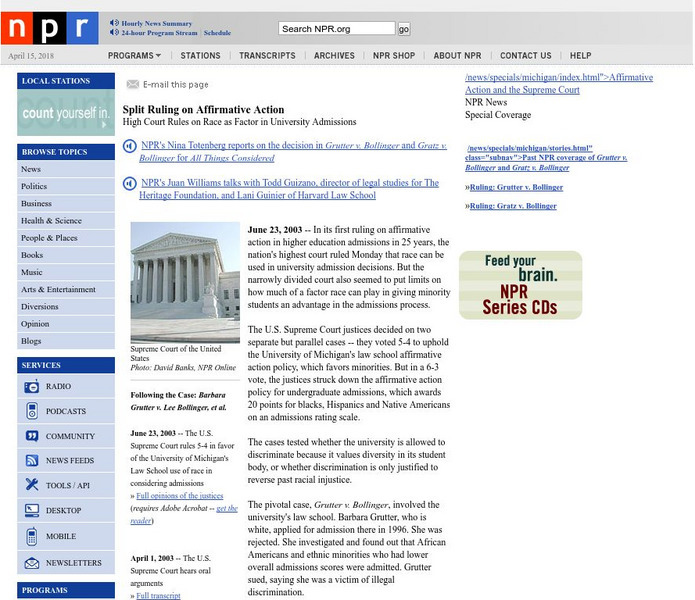Npr: Split Ruling on Affirmative Action Website Npr: Split Ruling on Affirmative Action Website