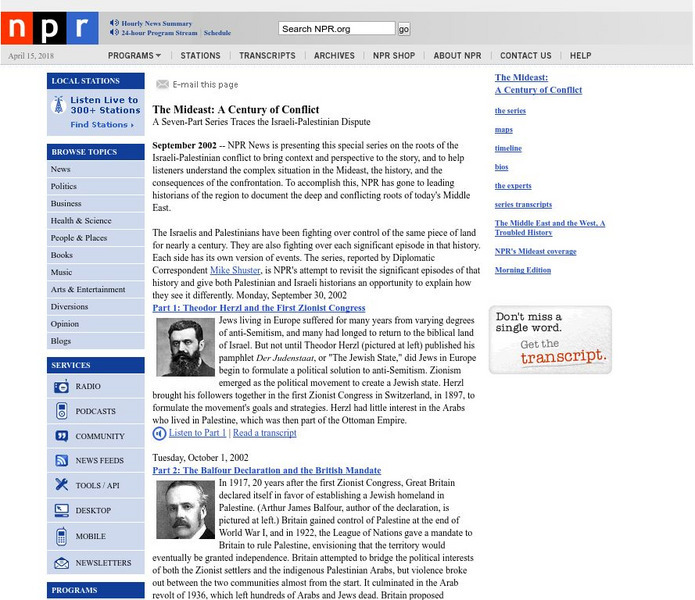 Npr: The Mideast a Century of Conflict Audio Npr: The Mideast a Century of Conflict Audio
