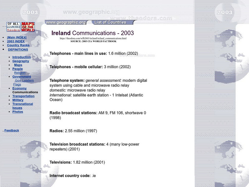 Ireland Communications 2003 Handout Ireland Communications 2003 Handout