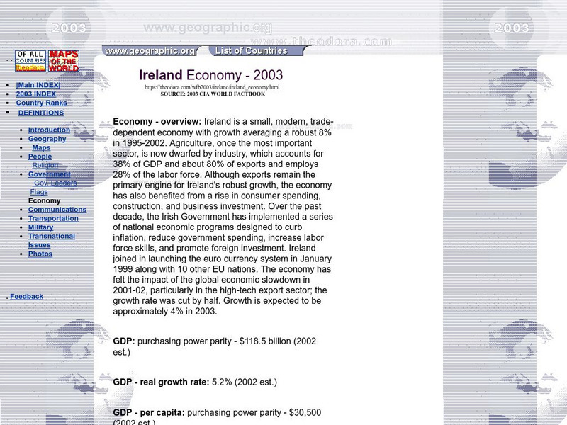 Ireland Economy 2003 Handout Ireland Economy 2003 Handout