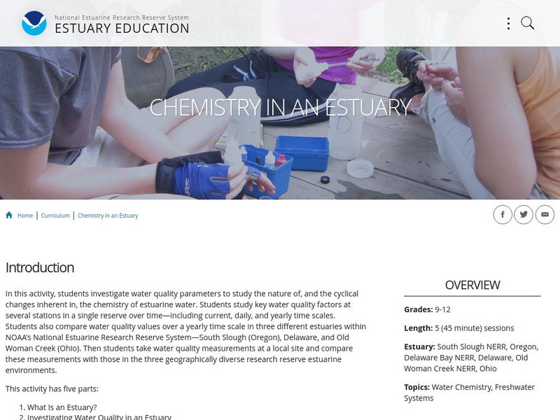Noaa: Estuaries 101 Curriculum: Chemistry in an Estuary Unit Plan Noaa: Estuaries 101 Curriculum: Chemistry in an Estuary Unit Plan