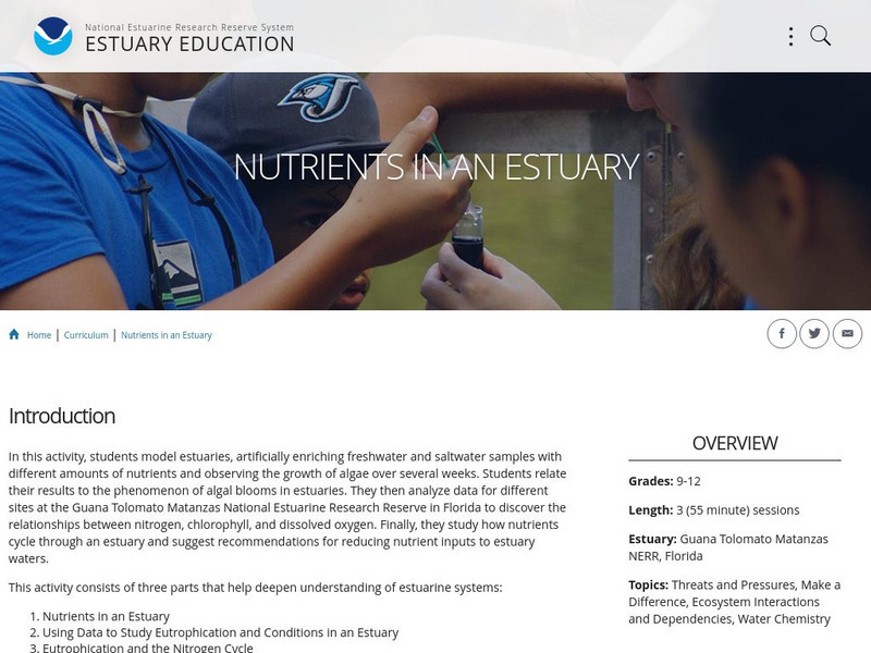 Noaa: Estuaries 101 Curriculum: Nutrients in an Estuary Unit Plan Noaa: Estuaries 101 Curriculum: Nutrients in an Estuary Unit Plan