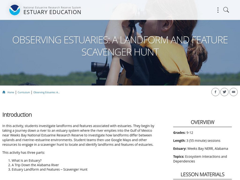 Noaa: Estuaries 101 Curriculum: Observing Estuaries: Unit Plan Noaa: Estuaries 101 Curriculum: Observing Estuaries: Unit Plan