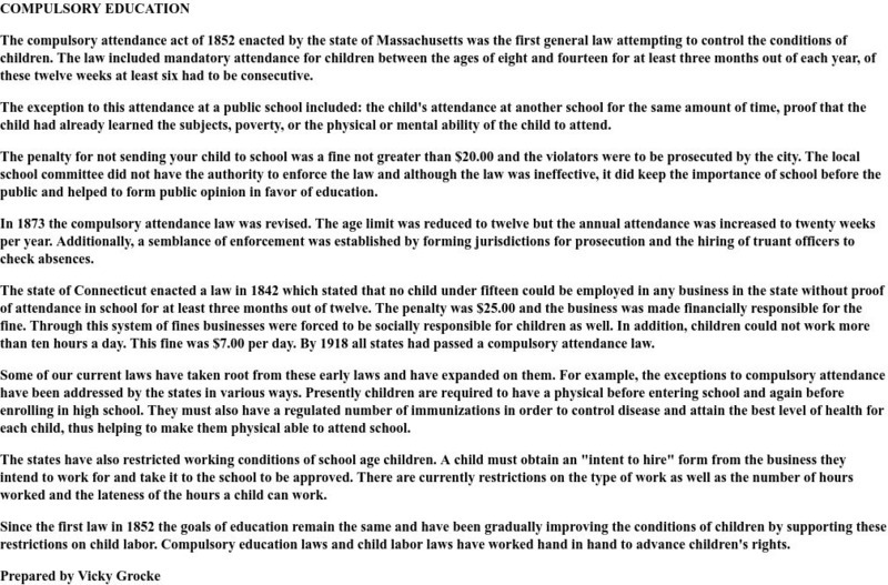 University of Notre Dame: Compulsory Education Activity University of Notre Dame: Compulsory Education Activity