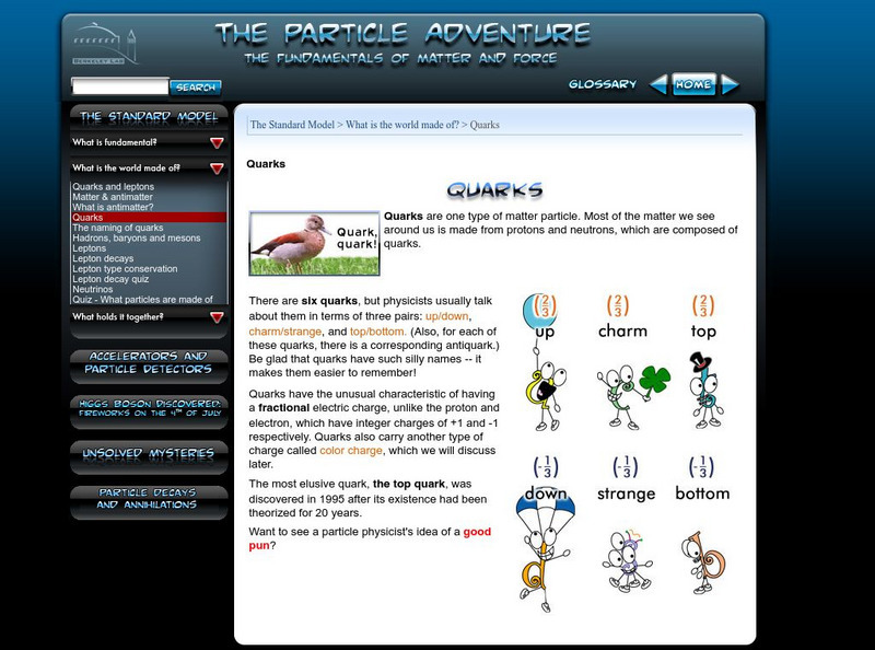 Berkeley Lab: The Particle Adventure: Quarks Unit Plan Berkeley Lab: The Particle Adventure: Quarks Unit Plan