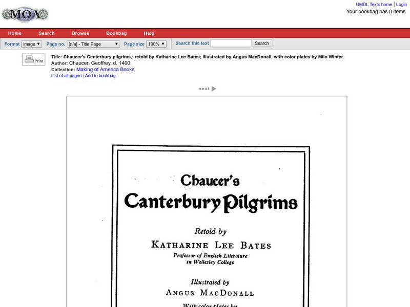 Making of America: Chaucer's Canterbury Pilgrims, Retold by K. L. Bates eBook Making of America: Chaucer's Canterbury Pilgrims, Retold by K. L. Bates eBook