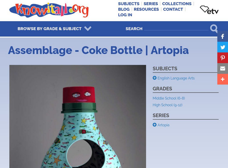 Etv: Artopia: Sculpture Critic: Coke Bottle by Finster Activity Etv: Artopia: Sculpture Critic: Coke Bottle by Finster Activity