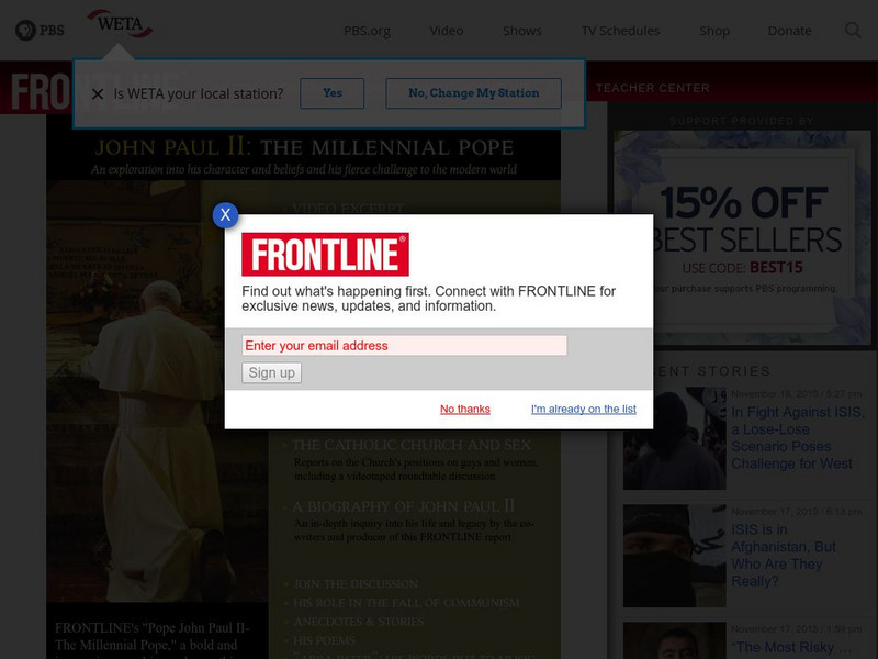 Pbs Frontline: John Paul Ii the Millennial Pope Instructional Video Pbs Frontline: John Paul Ii the Millennial Pope Instructional Video