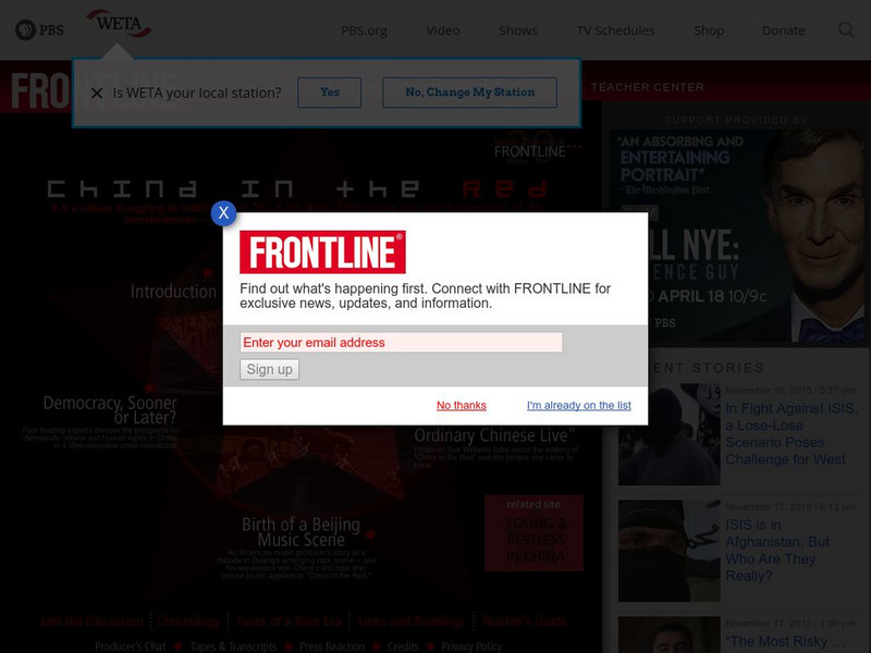 Pbs Frontline: China in the Red Handout Pbs Frontline: China in the Red Handout