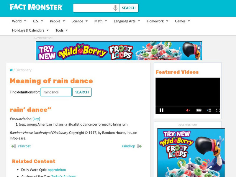Fact Monster: Rain Dance Handout Fact Monster: Rain Dance Handout