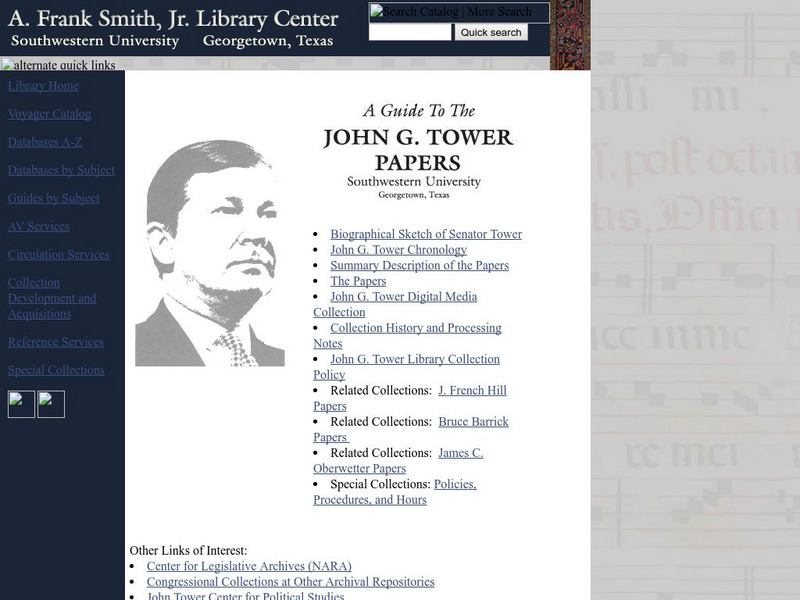 A Guide to the John G. Tower Papers Website A Guide to the John G. Tower Papers Website