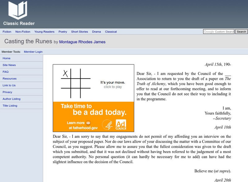 Classic Reader: Casting the Runes by Montague Rhodes James eBook Classic Reader: Casting the Runes by Montague Rhodes James eBook