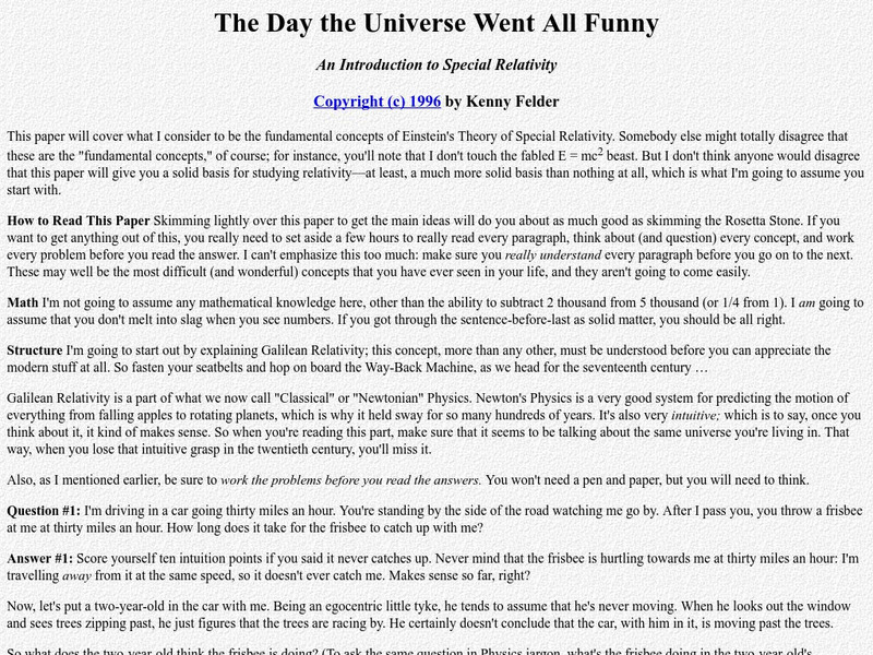 No Carolina St Univ: The Day the Universe Went All Funny Article
