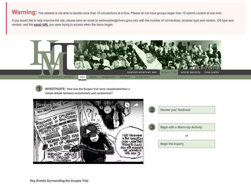 Historical Thinking Matters: Scopes Trial Unit Plan Historical Thinking Matters: Scopes Trial Unit Plan