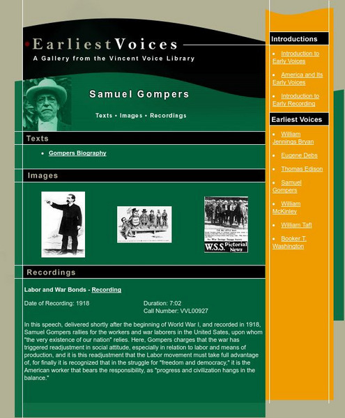 Michigan State University: Earliest Voices: Samuel Gompers Website Michigan State University: Earliest Voices: Samuel Gompers Website