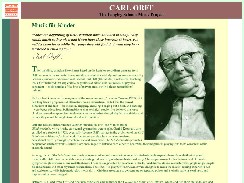 Carl Orff Music Project Website Carl Orff Music Project Website