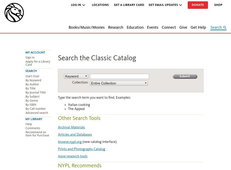 Catnyp: Research Libraries Online Catalog Website Catnyp: Research Libraries Online Catalog Website