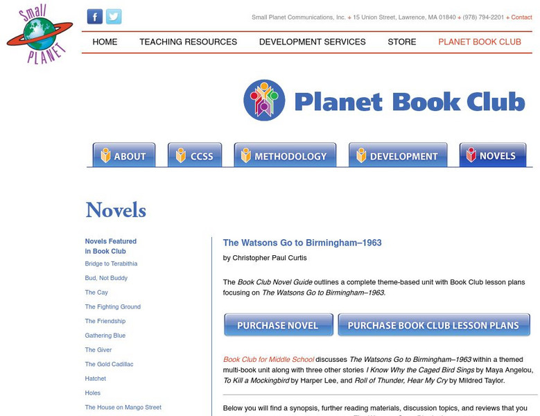 Book Club Lesson Plan: The Watsons Go to Birmingham Lesson Plan Book Club Lesson Plan: The Watsons Go to Birmingham Lesson Plan
