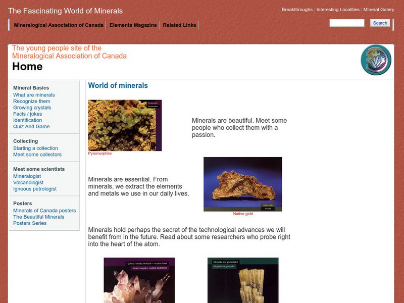 Mineralogical Association of Canada: The Fascinating World of Minerals Website Mineralogical Association of Canada: The Fascinating World of Minerals Website