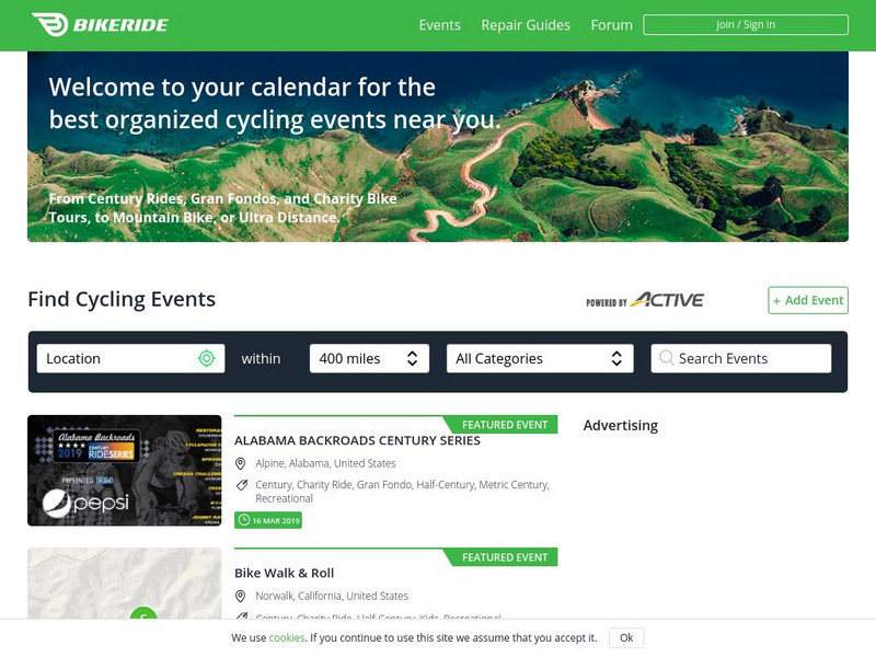Bike ride.com: Bicycling Events Calendar Website Bike ride.com: Bicycling Events Calendar Website
