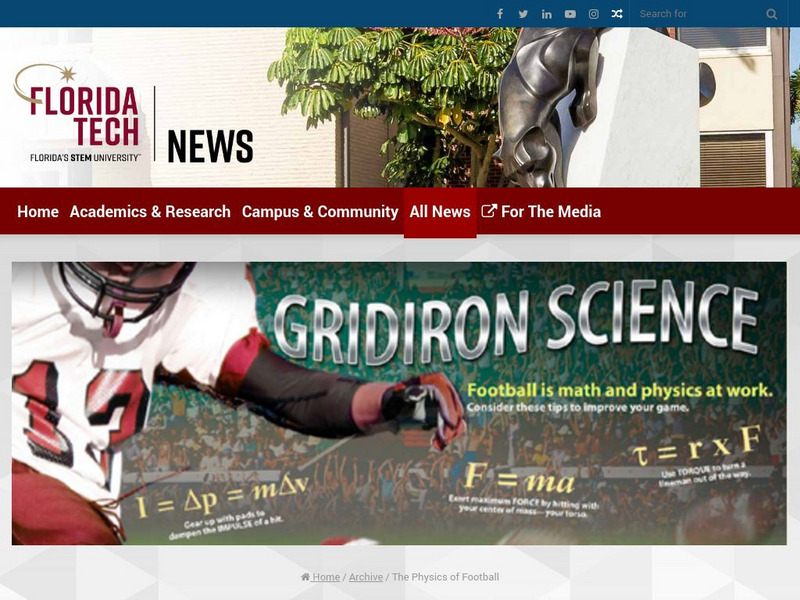 Florida Institute of Technology: Florida Tech Blog: The Physics of Football Website Florida Institute of Technology: Florida Tech Blog: The Physics of Football Website