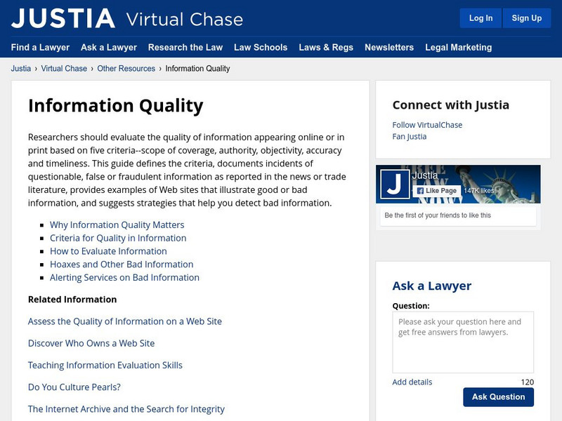 The Virtual Chase: Evaluating Information on the Web Website The Virtual Chase: Evaluating Information on the Web Website