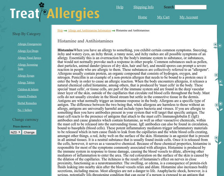 Treat allergies.com: Histamine and Antihistamines Website Treat allergies.com: Histamine and Antihistamines Website