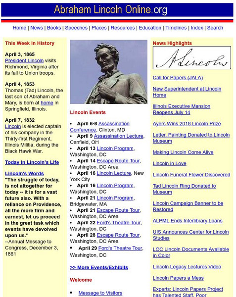 Abraham Lincoln Online Website Abraham Lincoln Online Website