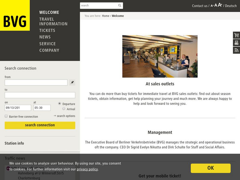 Berliner Verkehrsbetriebe: Berlin Transport Services Website