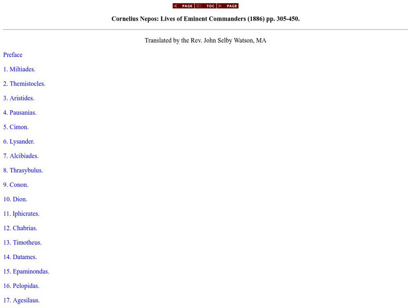 Cornelius Nepos: Lives of Eminent Commanders: Epaminondas Primary Cornelius Nepos: Lives of Eminent Commanders: Epaminondas Primary