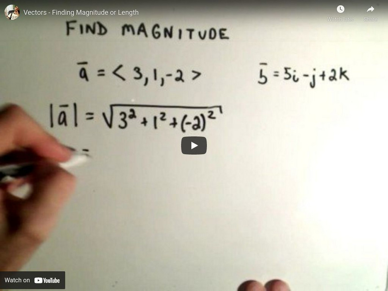 Patrick Jmt: Vectors: Finding Magnitude or Length Instructional Video