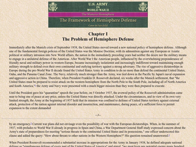 Ibiblio: Hyper War: u.s. Army in Wwii: Framework of Hemisphere Defense [Chap 1] eBook