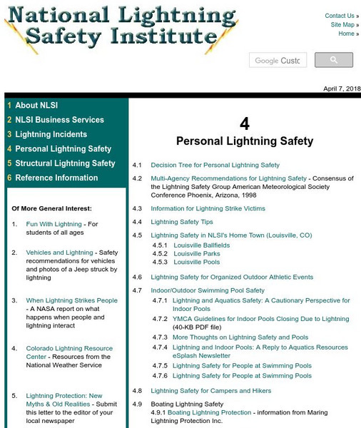 National Lightning Safety Institute: Personal Lightning Safety Website National Lightning Safety Institute: Personal Lightning Safety Website