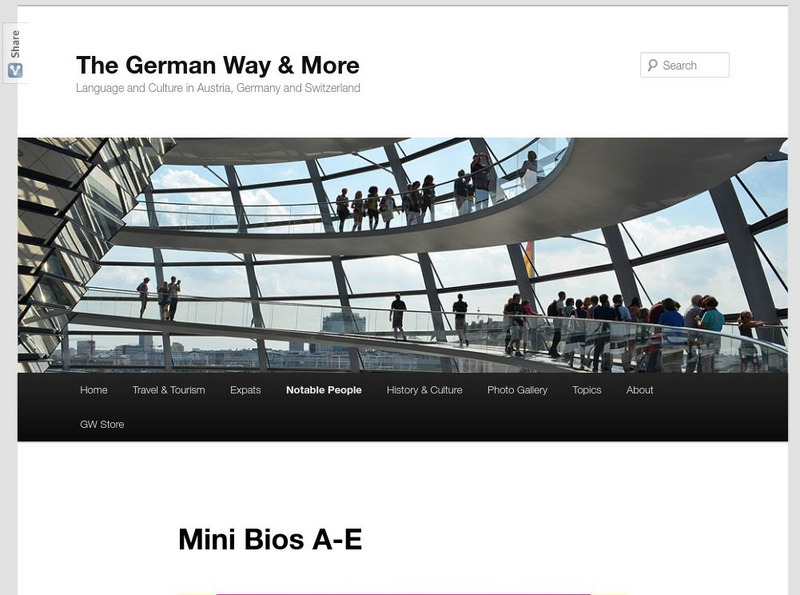 The German Way & More: Famous Austrians, Germans, Swiss Website The German Way & More: Famous Austrians, Germans, Swiss Website