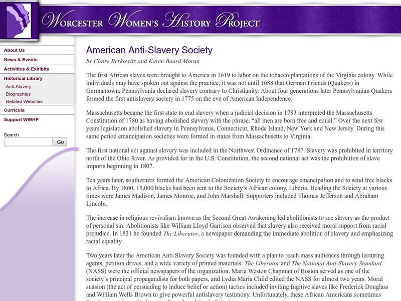 Wwhp: American Anti Slavery Society Website Wwhp: American Anti Slavery Society Website