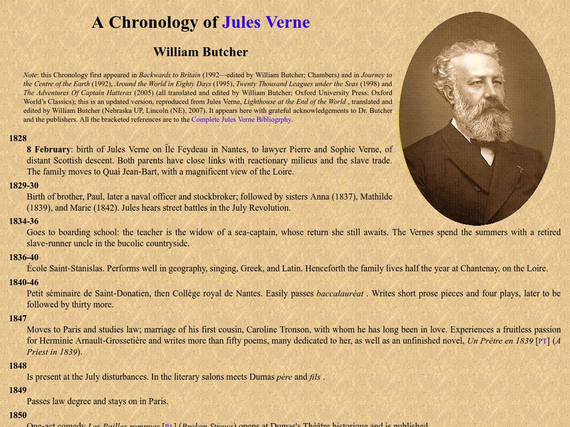 Gilead: Jules Verne: A Chronology Website