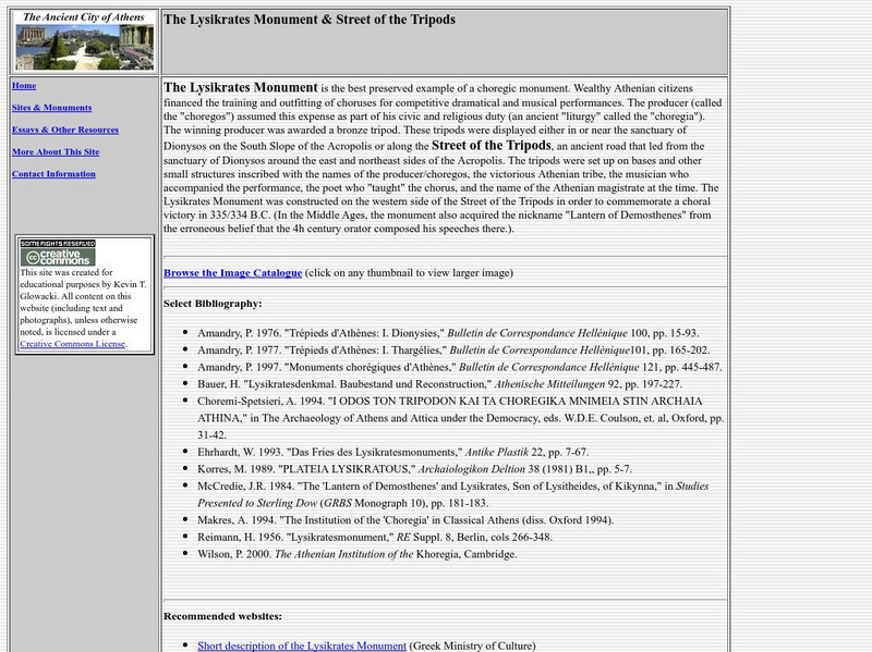 The Stoa Consortium: The Lysikrates Monument & Street of the Tripods Article The Stoa Consortium: The Lysikrates Monument & Street of the Tripods Article